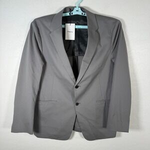 Theory Blazer Mens 46‎ Gray Semi Tech Blazer Sport Coat Stretch Two Button New